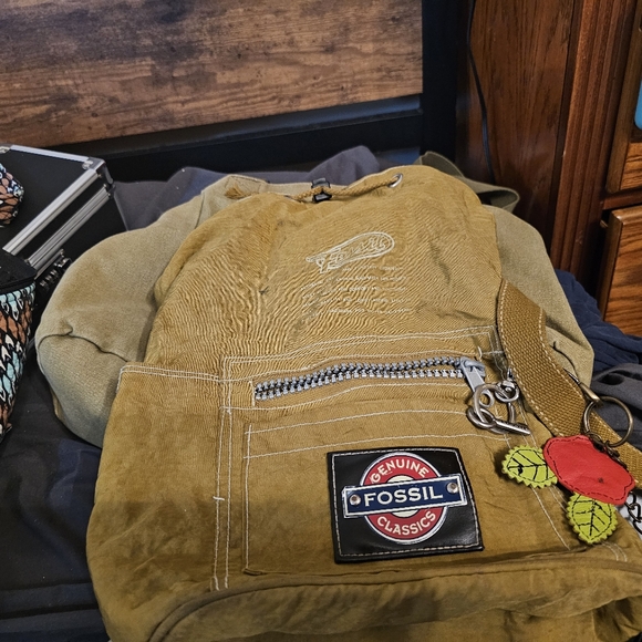 Fossil Mustard Yellow Backpack with Patch - Picture 1 of 4